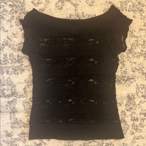 Daytrip Black Fitted Cap Sleeve Lace Top Vintage Y2K